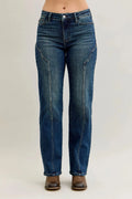 Judy Blue Full Size Seam Detail Straight Leg Jeans Plus Size-0