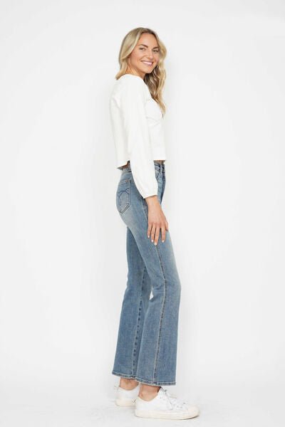 Judy Blue Full Size Tummy Control Back Embroidered Pocketed Bootcut Jeans Plus Size.-4