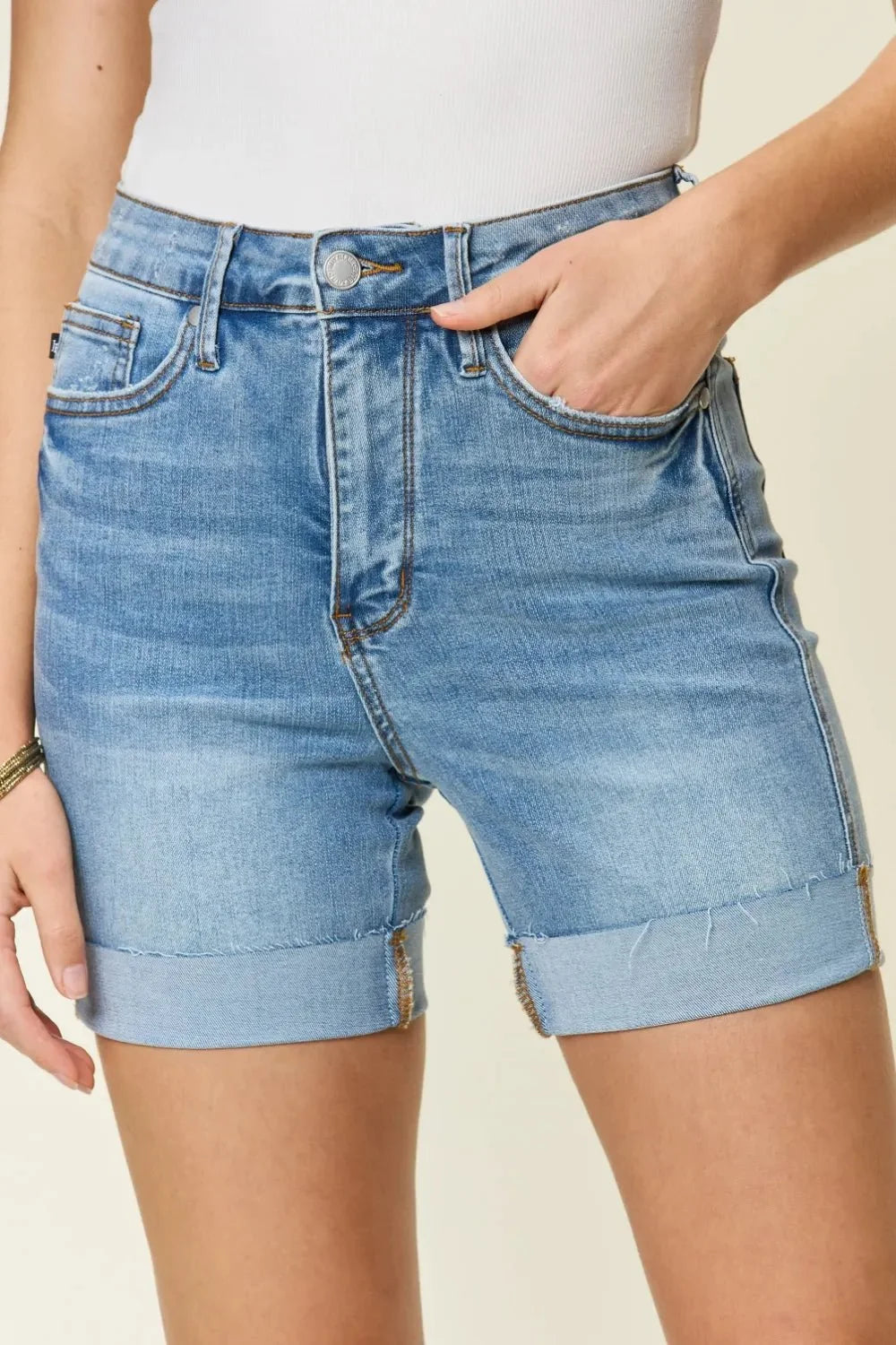 Judy Blue Full Size Tummy Control High Waist Denim Shorts-3