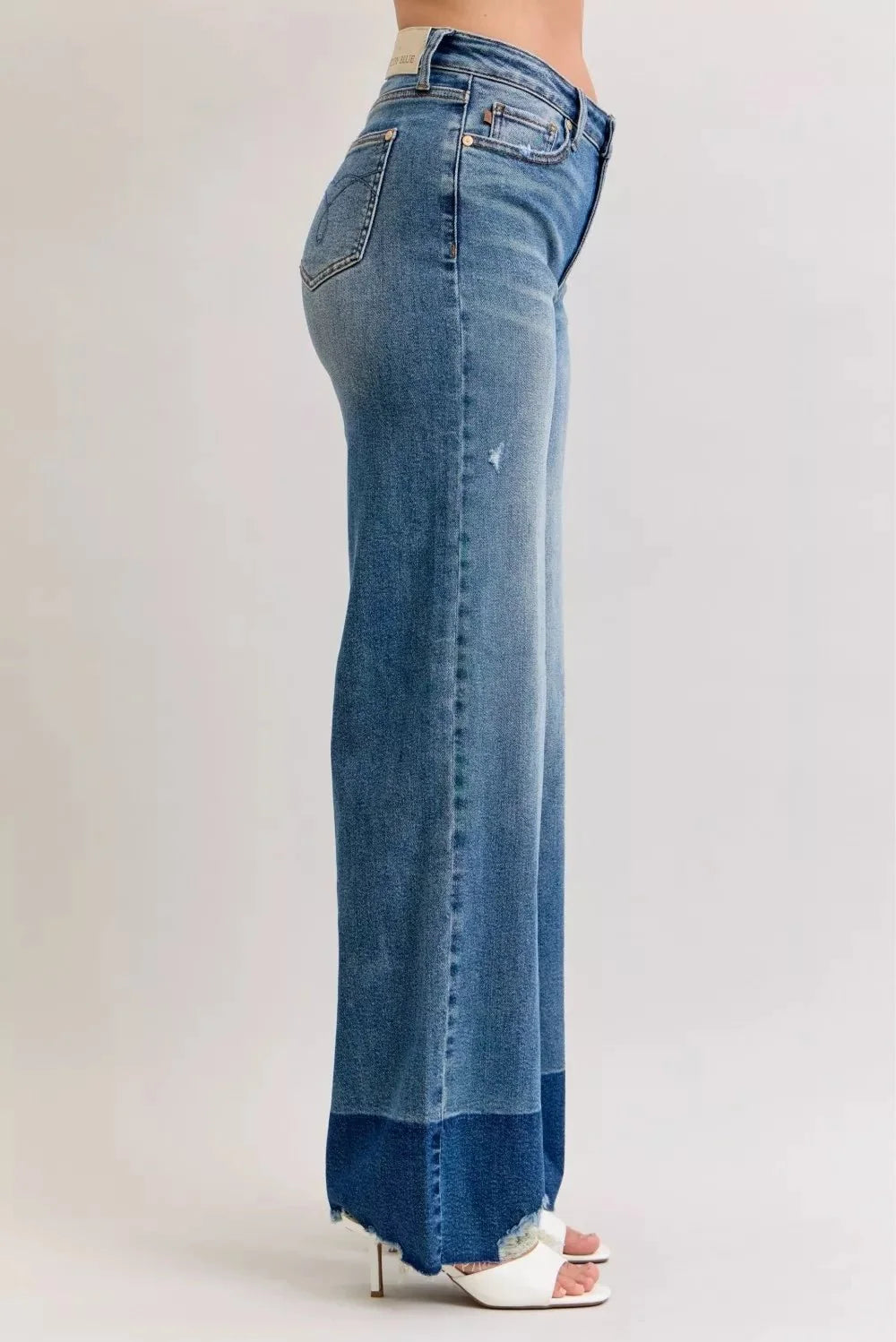 Judy Blue Raw Hem High Waist Column Straight Jeans-2