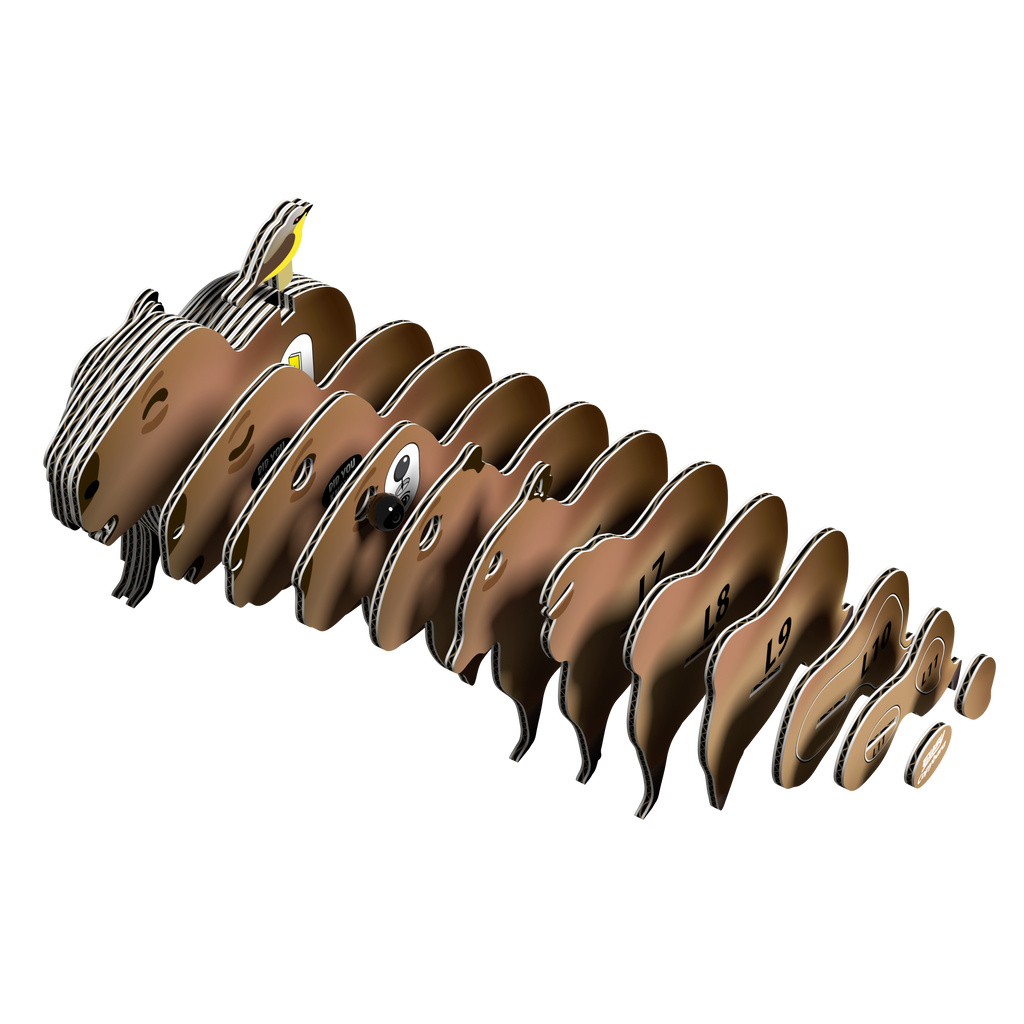 Eco-friendly 3D cardboard puzzle of a capybara with a tiny bird resting on its back — view 5