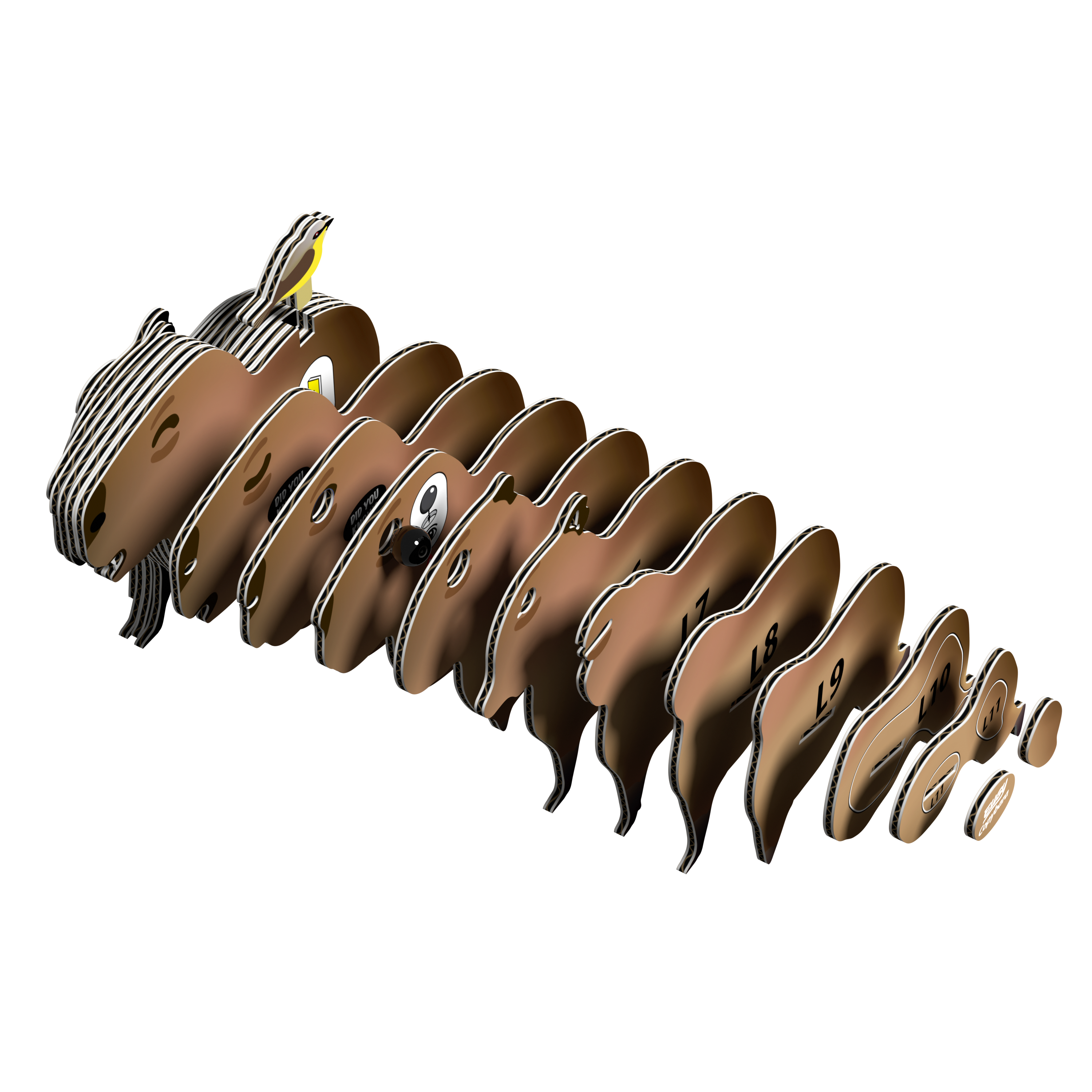 Eco-friendly 3D cardboard puzzle of a capybara with a tiny bird resting on its back — view 5