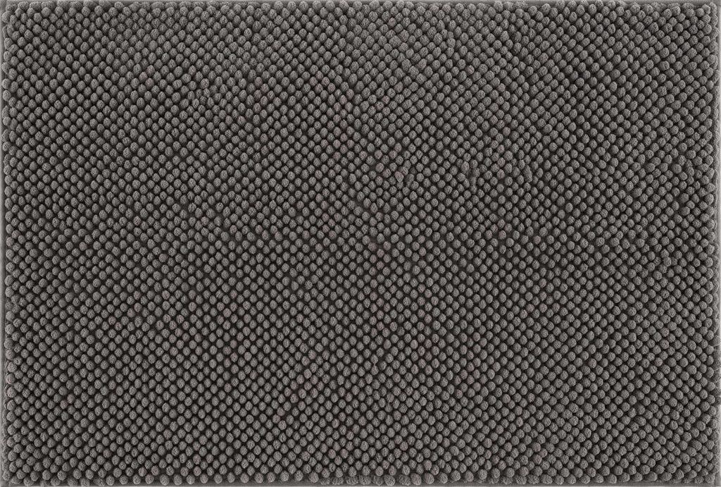 Dark gray plush washable bath mat made of soft polyester shag for modern bathroom floors — view 2