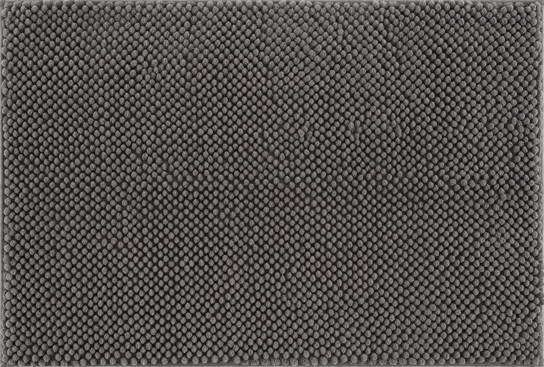 Dark gray plush washable bath mat made of soft polyester shag for modern bathroom floors — view 2