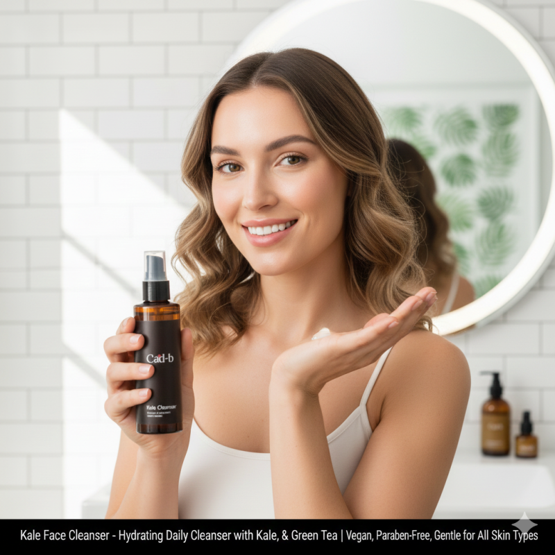 Hydrating kale face cleanser bottle with aloe vera and green tea extracts for sensitive skin — view 2