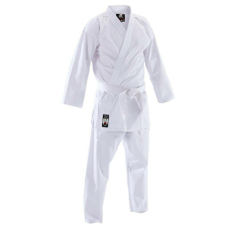 White lightweight 8oz Karate Gi martial arts uniform with included traditional belt for kids and adults — view 2