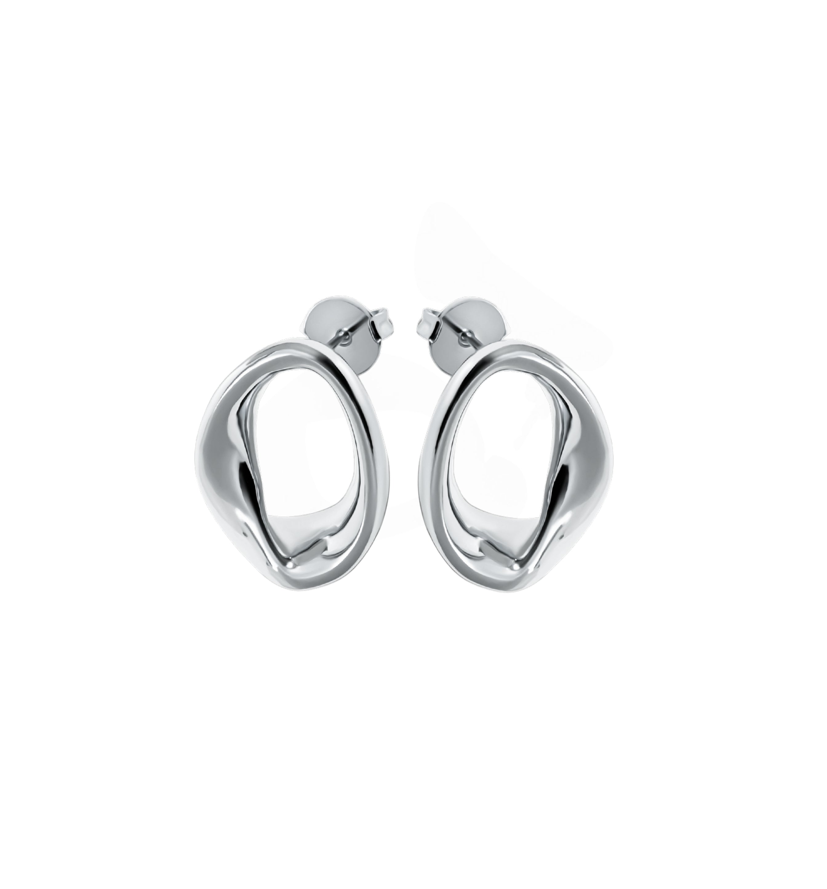 Kate abstract oval drop earrings with a smooth gold finish and fluid geometric sculptural design. — view 5