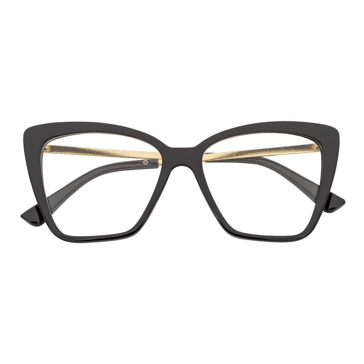 KATE - Oversize Womens Cat Eye Glasses Black Clear Lens-0
