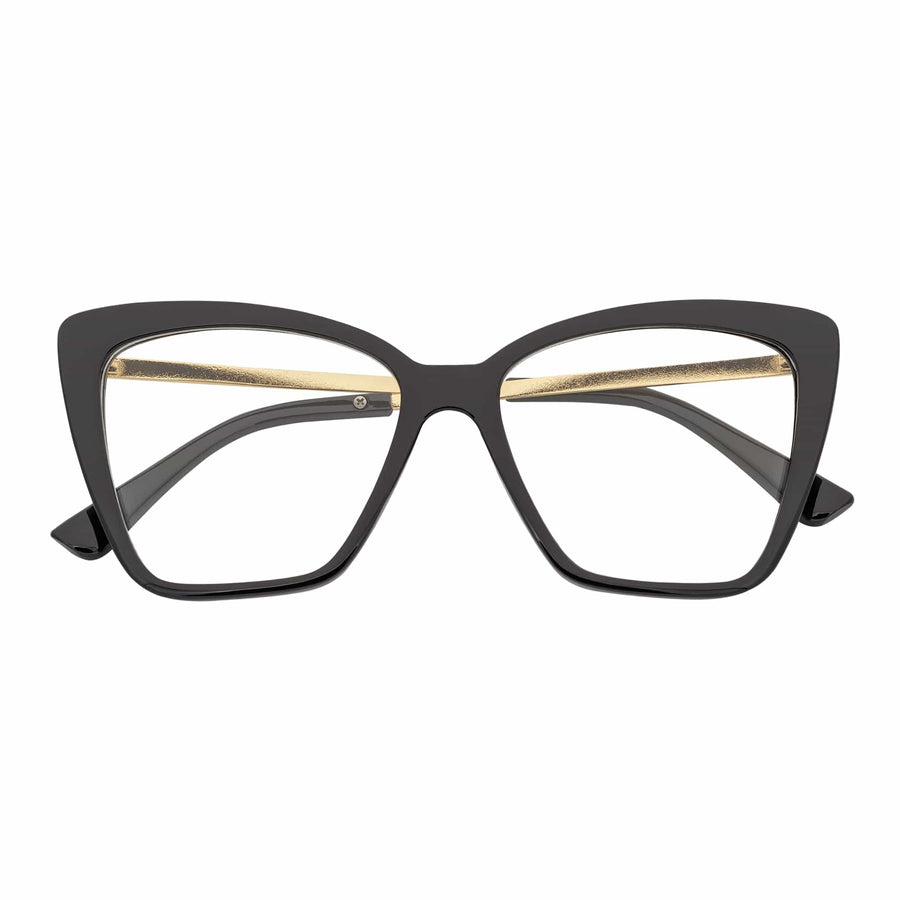 KATE - Oversize Womens Cat Eye Glasses Black Clear Lens