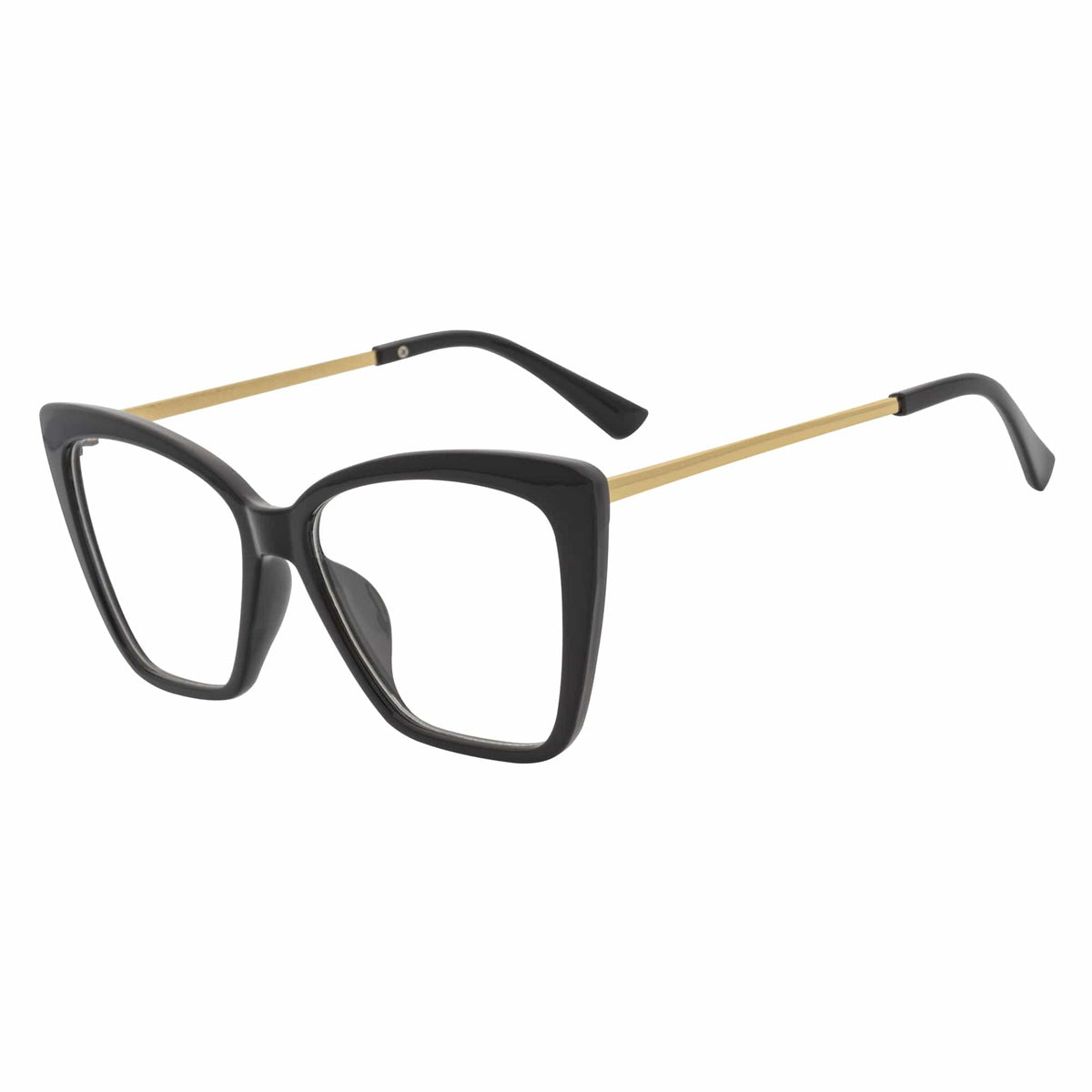 KATE - Oversize Womens Cat Eye Glasses Black Clear Lens-1