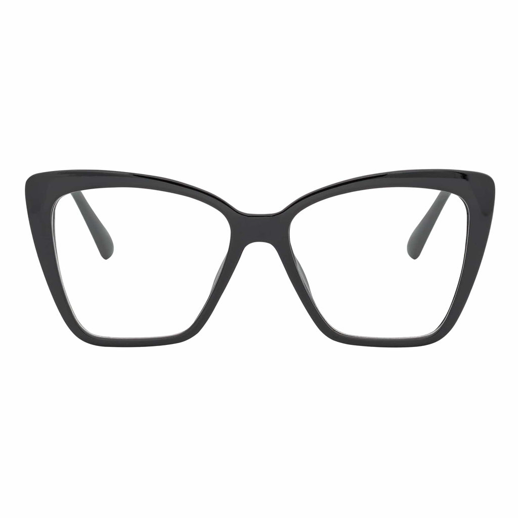 KATE - Oversize Womens Cat Eye Glasses Black Clear Lens-2
