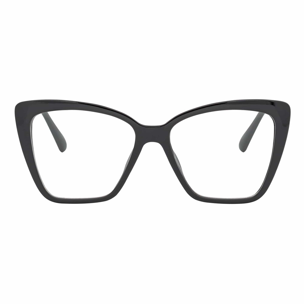 KATE - Oversize Womens Cat Eye Glasses Black Clear Lens-2