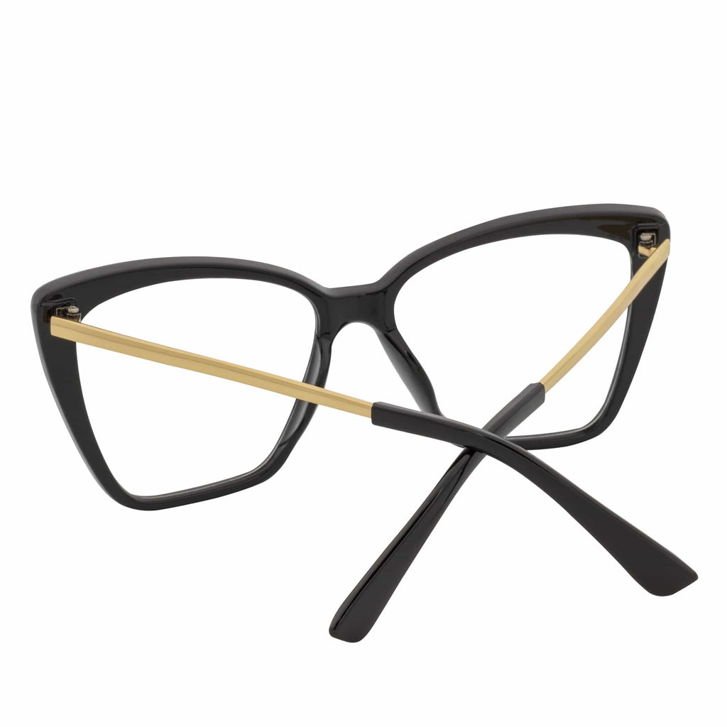 KATE - Oversize Womens Cat Eye Glasses Black Clear Lens-4