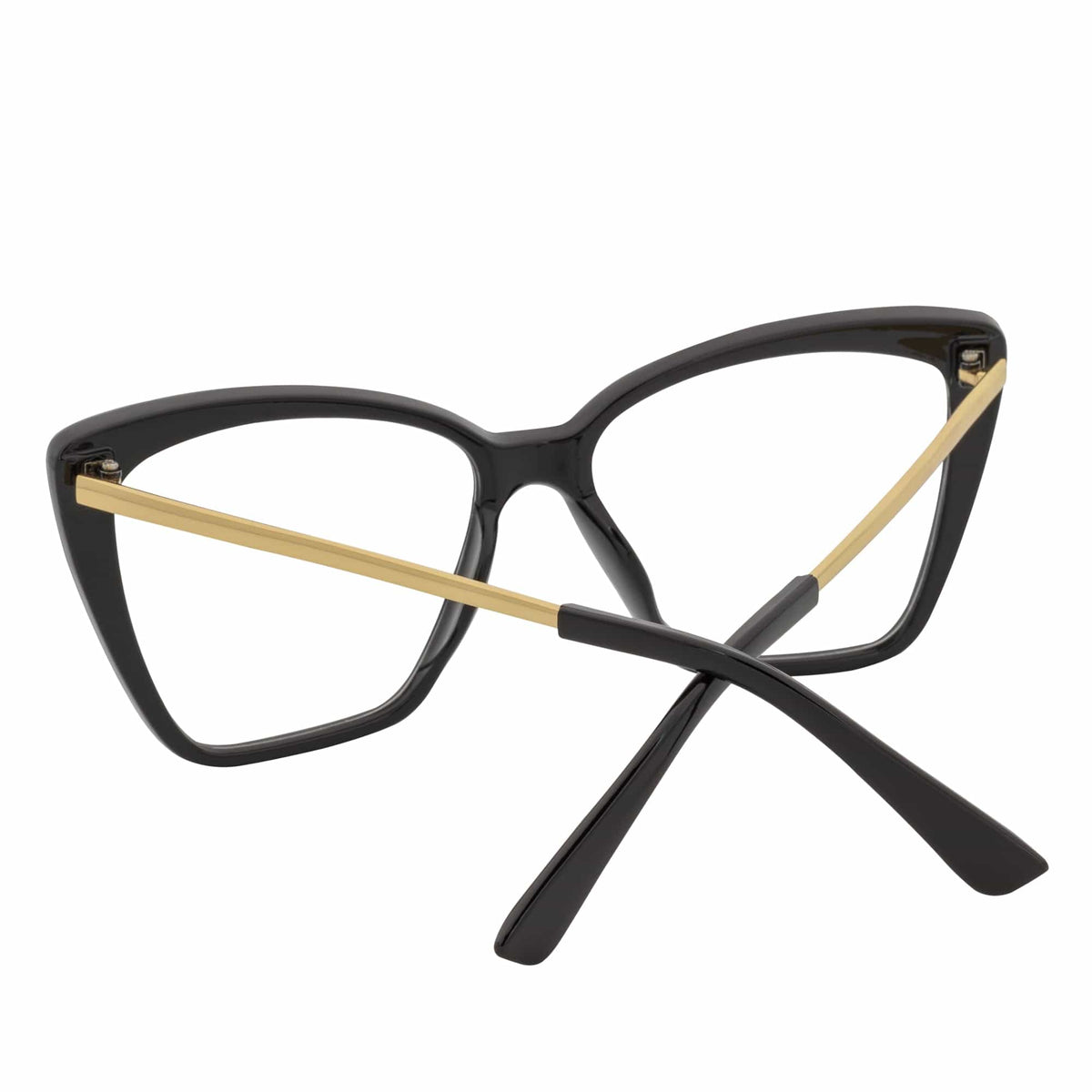 KATE - Oversize Womens Cat Eye Glasses Black Clear Lens-4