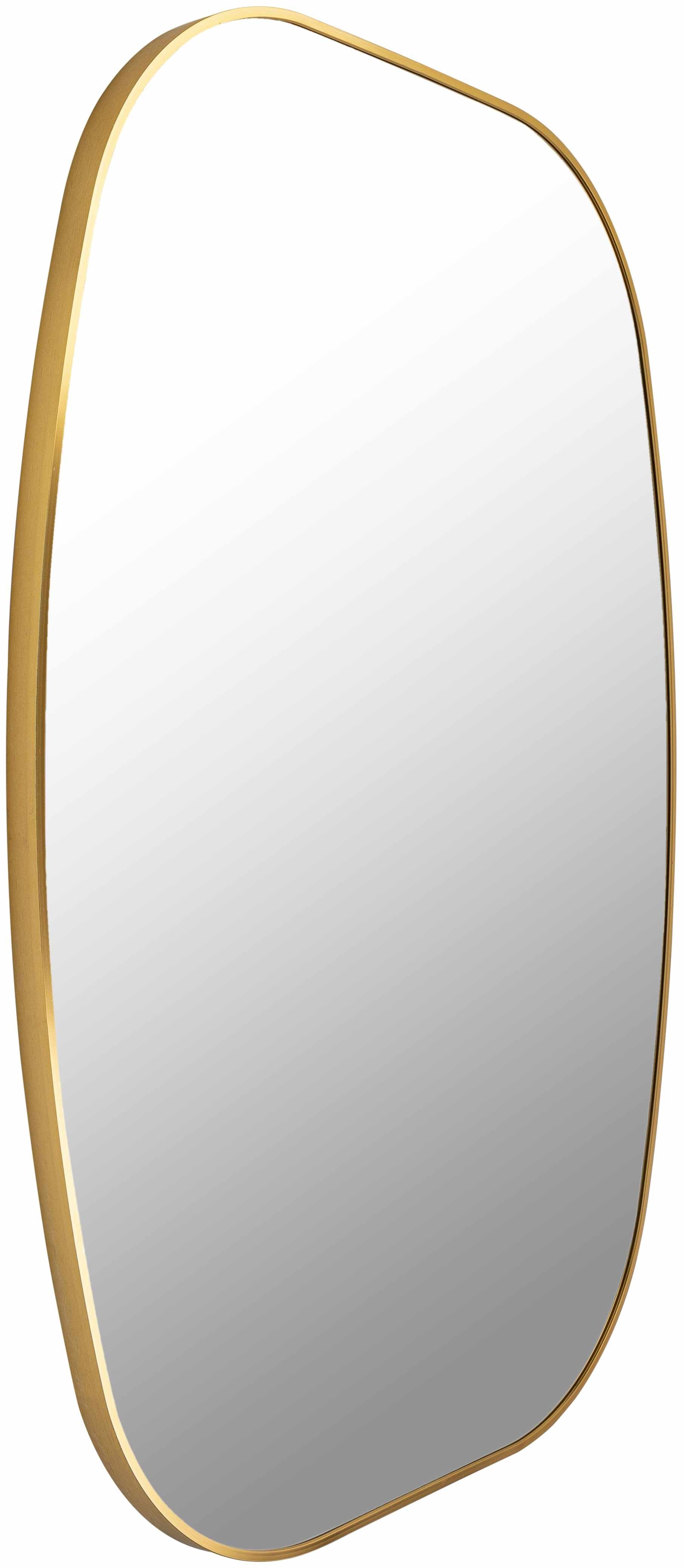 Gold frame round wall mirror with contemporary aluminum edge and clear reflective glass design. — view 5
