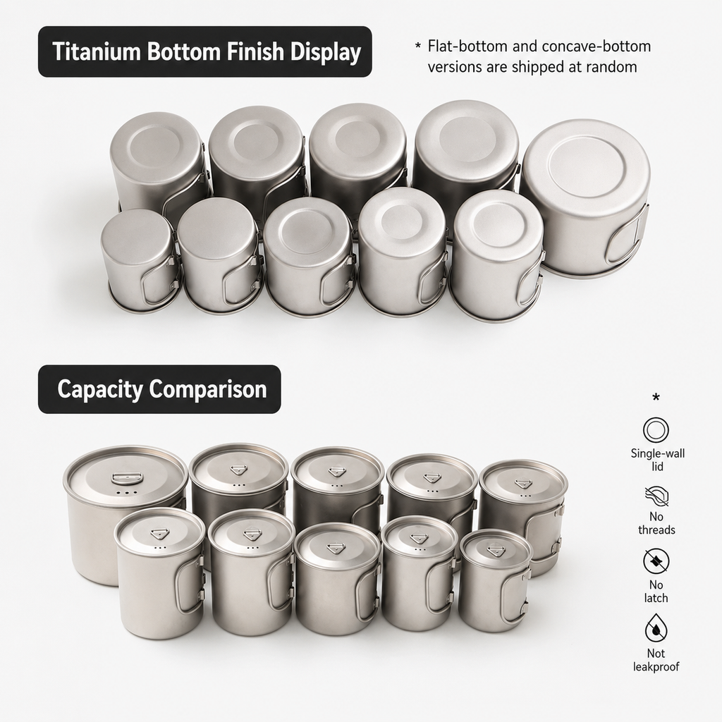 KEITH Titanium Single-Wall Mug with Folding Handle and Lid, 220–900ml-3