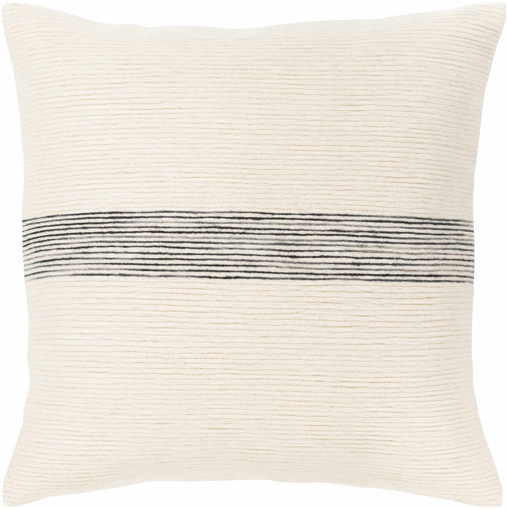 Woven wool and cotton contemporary throw pillow cover featuring ivory, black, and charcoal patterns — view 2