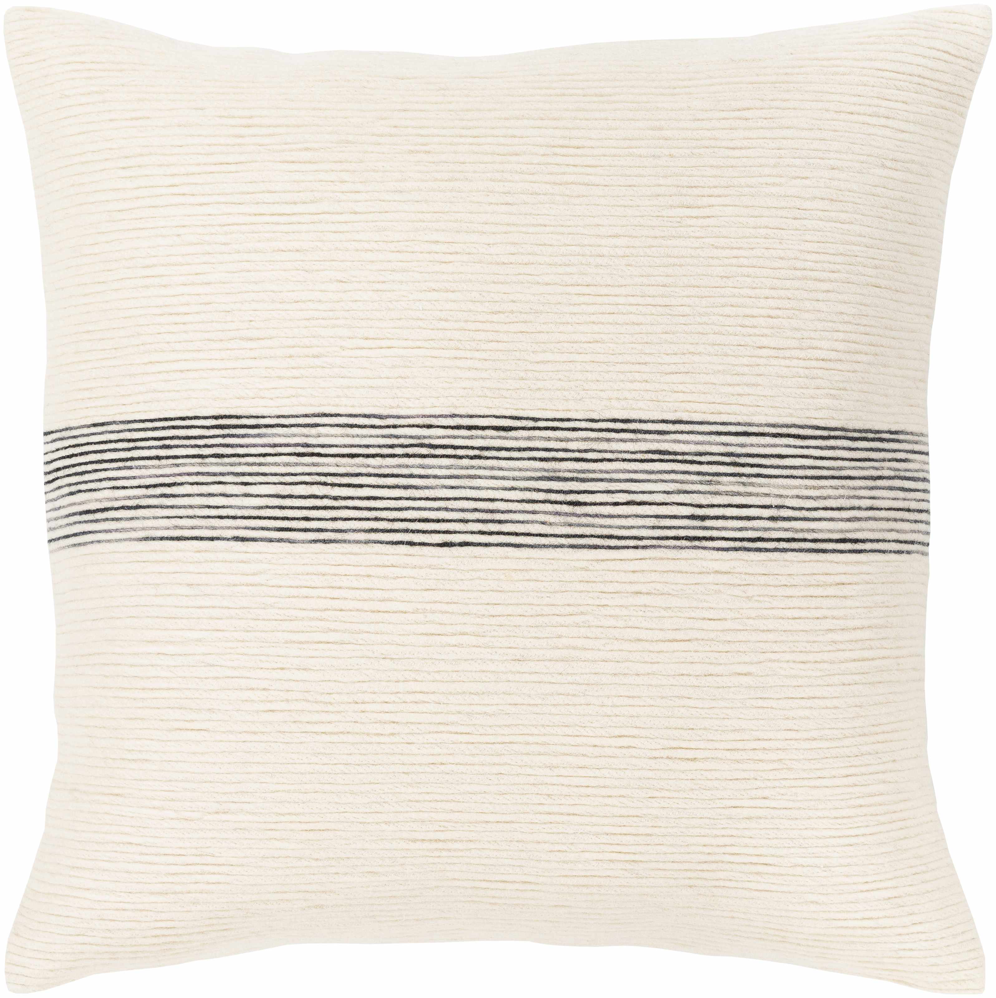 Woven wool and cotton contemporary throw pillow cover featuring ivory, black, and charcoal patterns — view 2