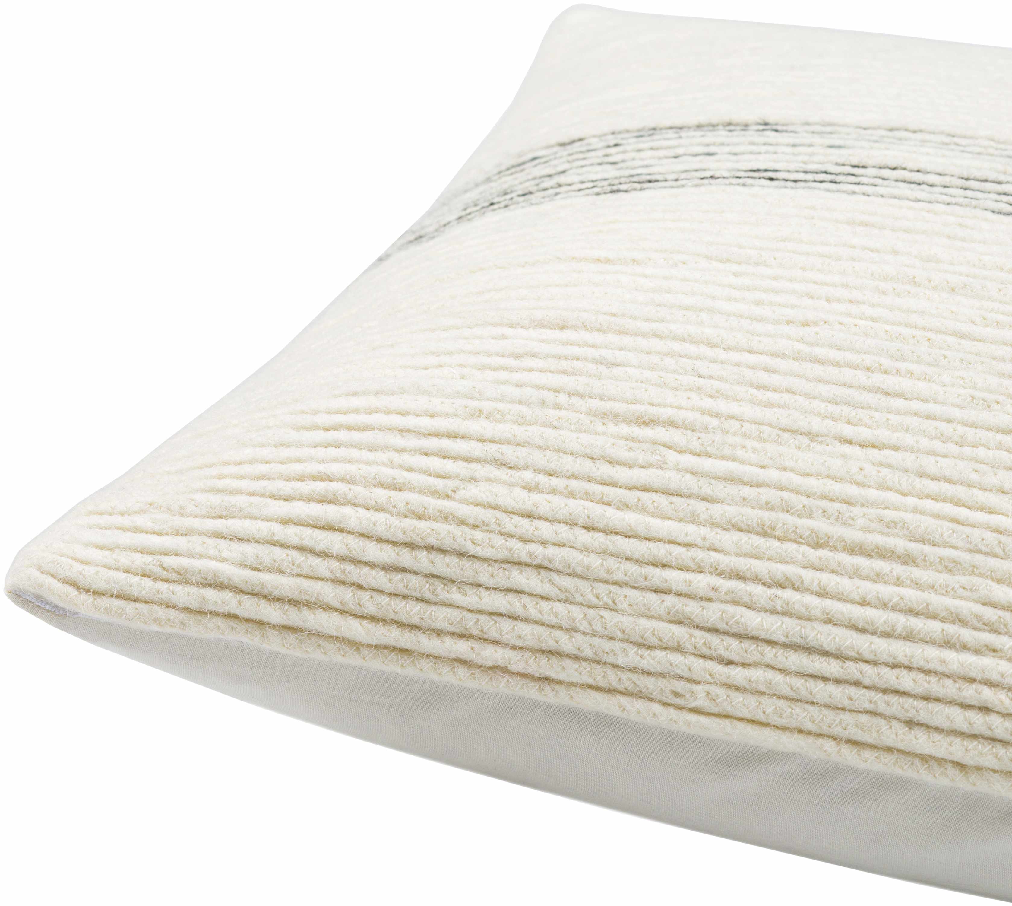 Woven wool and cotton contemporary throw pillow cover featuring ivory, black, and charcoal patterns — view 3