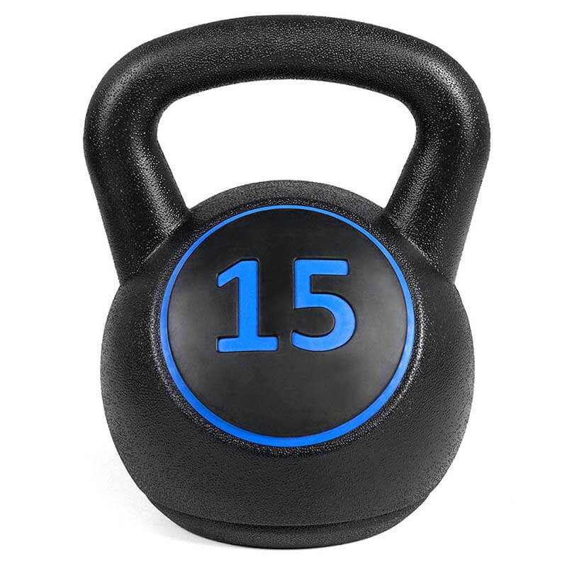 Three piece black kettlebell weight set for home gym strength training and fitness workouts — view 6