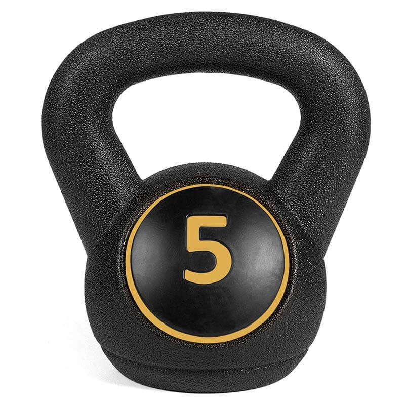 Three piece black kettlebell weight set for home gym strength training and fitness workouts — view 4