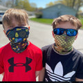 Child and toddler face mask and neck gaiter made of soft stretchy fabric for everyday wear