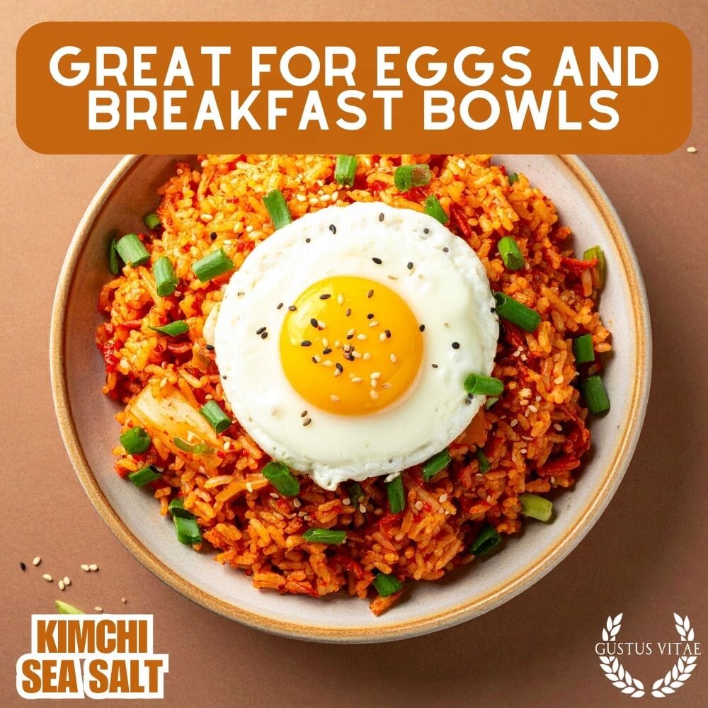 Kimchi sea salt in a round magnetic spice tin with flavorful red gourmet seasoning powder — view 4