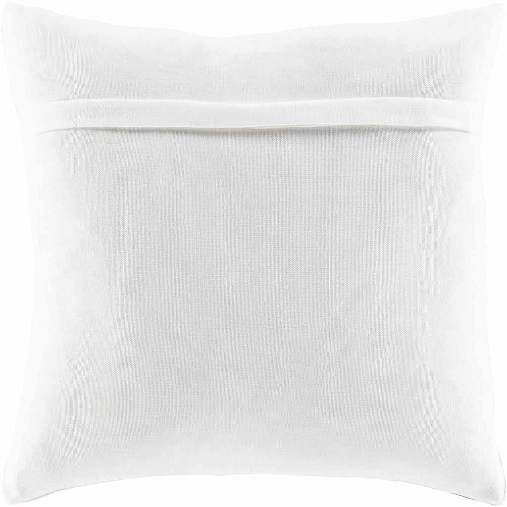 Contemporary woven throw pillow cover in deep blue, light sage, pale blue, white, and teal. — view 5