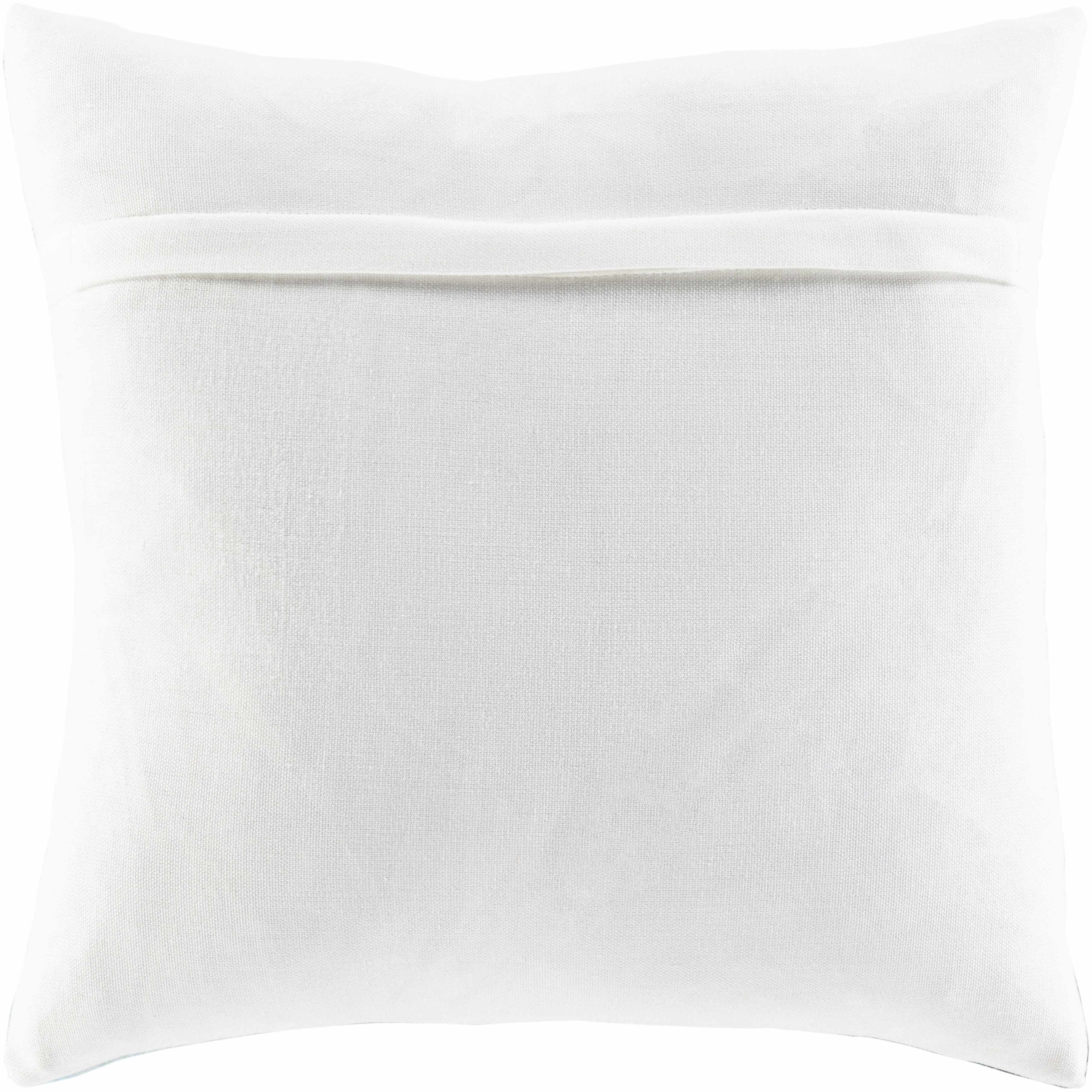 Contemporary woven throw pillow cover in deep blue, light sage, pale blue, white, and teal. — view 5