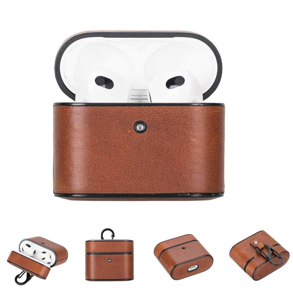 Handcrafted genuine leather case for Apple AirPods 3 showcasing a slim protective design — view 3