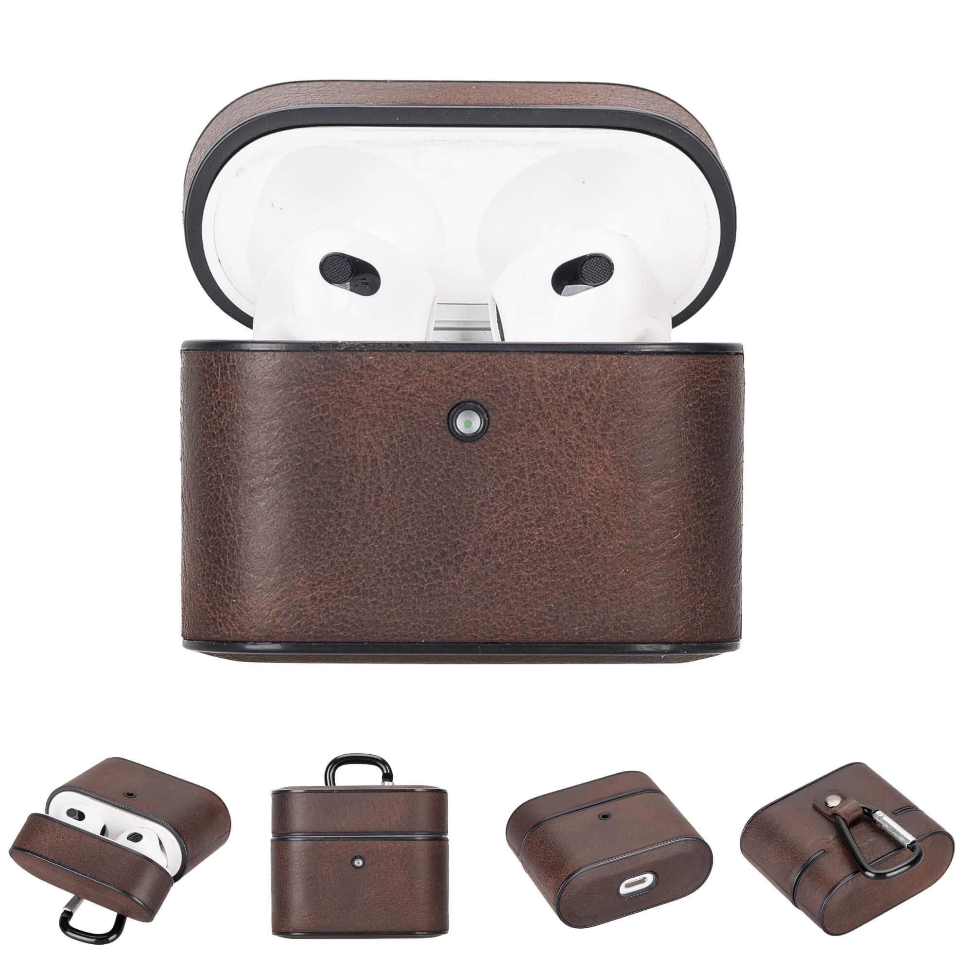 Handcrafted genuine leather case for Apple AirPods 3 showcasing a slim protective design — view 2