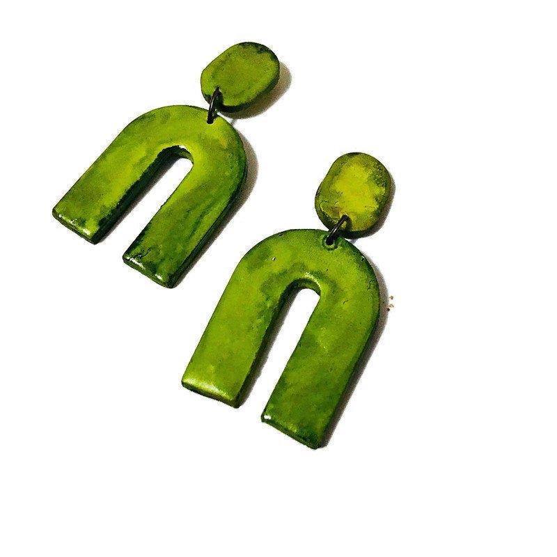 Arch Statement Earrings Handmade (Post or Clip On)- "Lucy"-7