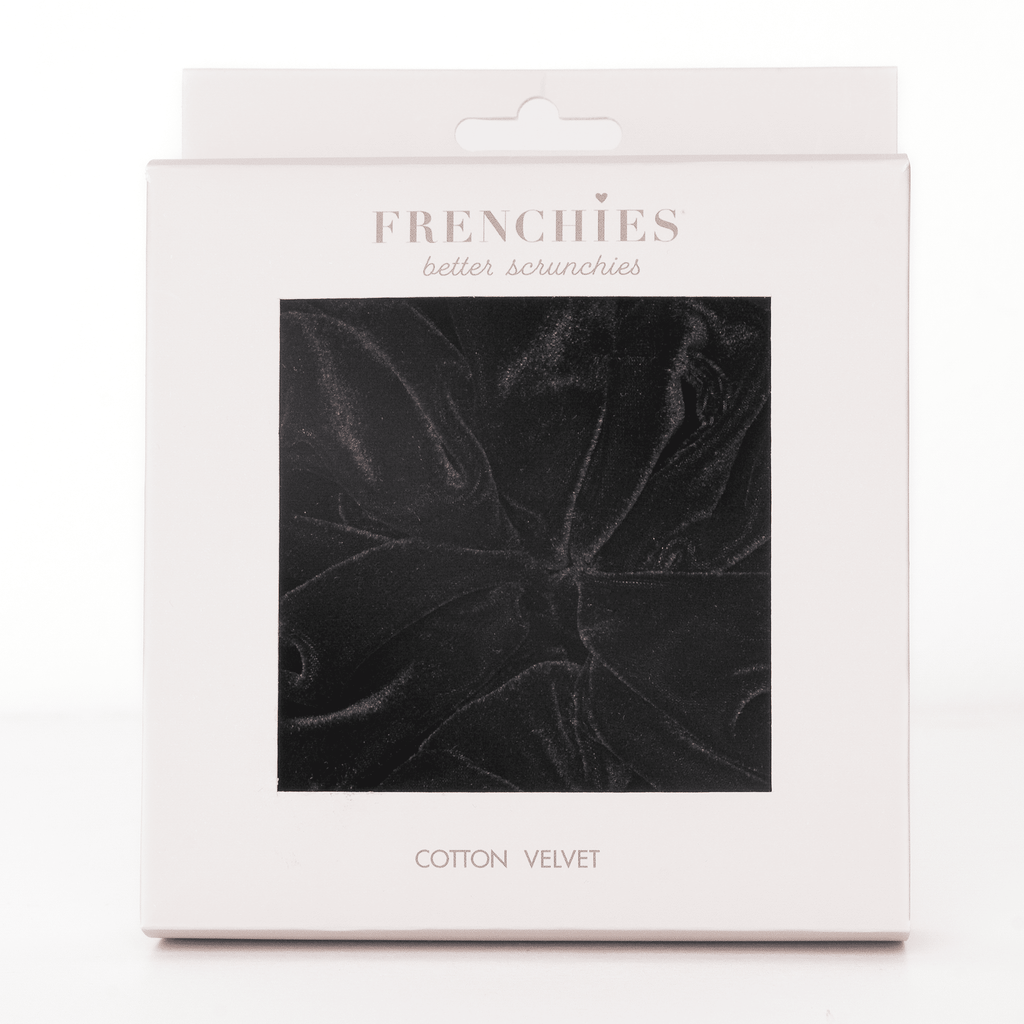 Frenchies Cotton Velvet Large Black Scrunchie-0