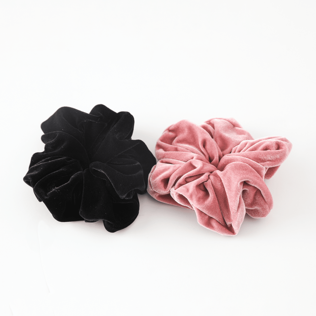 Frenchies Cotton Velvet Large Black Scrunchie-4