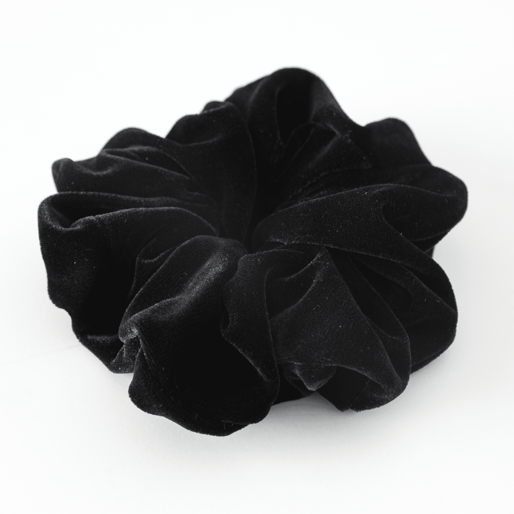Frenchies Cotton Velvet Large Black Scrunchie-2