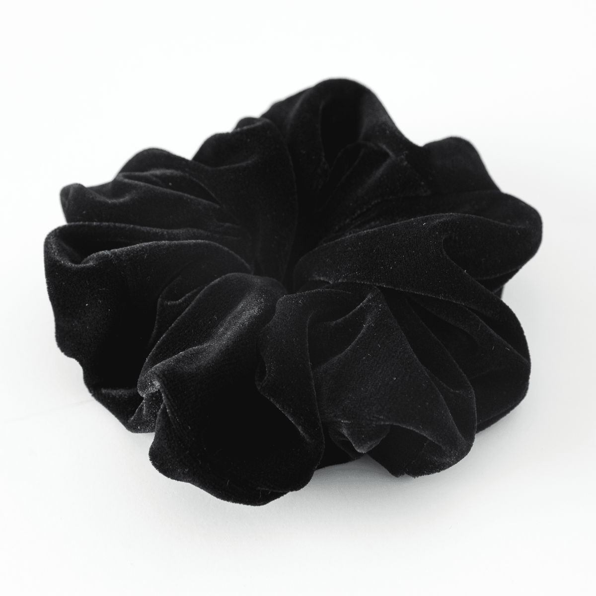 Frenchies Cotton Velvet Large Black Scrunchie-2