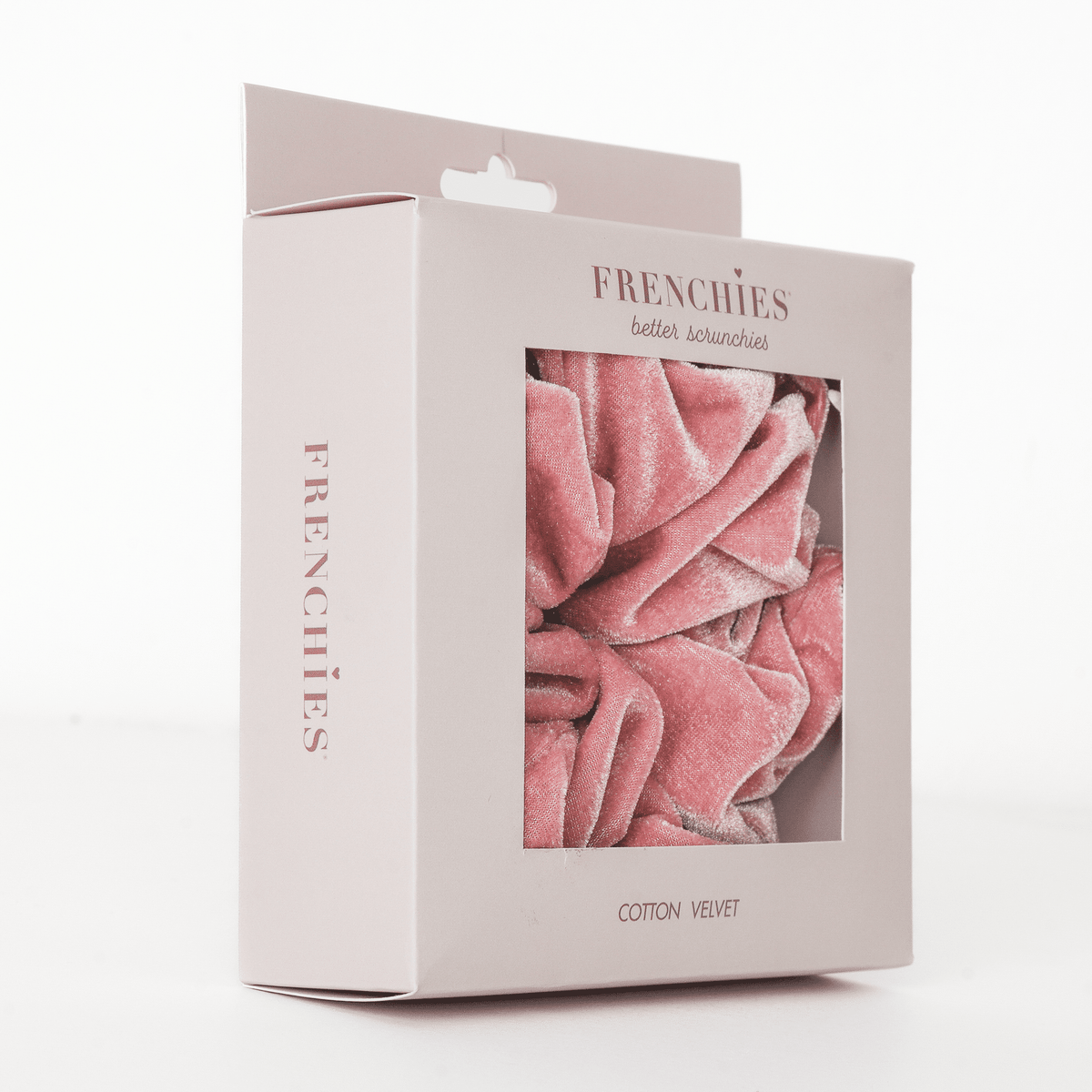 Frenchies Cotton Velvet Large Pink Scrunchie-2