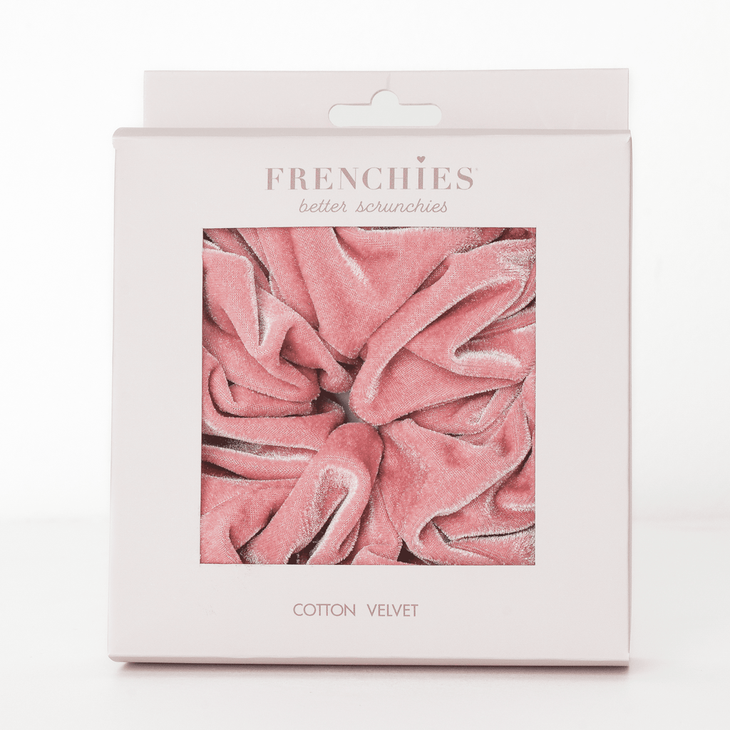 Frenchies Cotton Velvet Large Pink Scrunchie-0