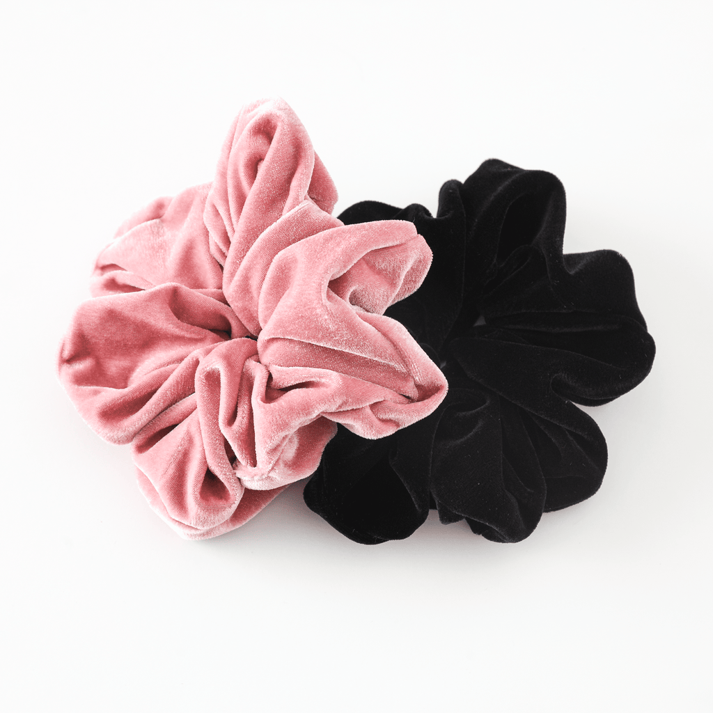 Frenchies Cotton Velvet Large Pink Scrunchie-3