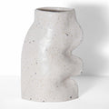 Large white handmade Fluxo ceramic vase with flowing organic lines and a matte finish.