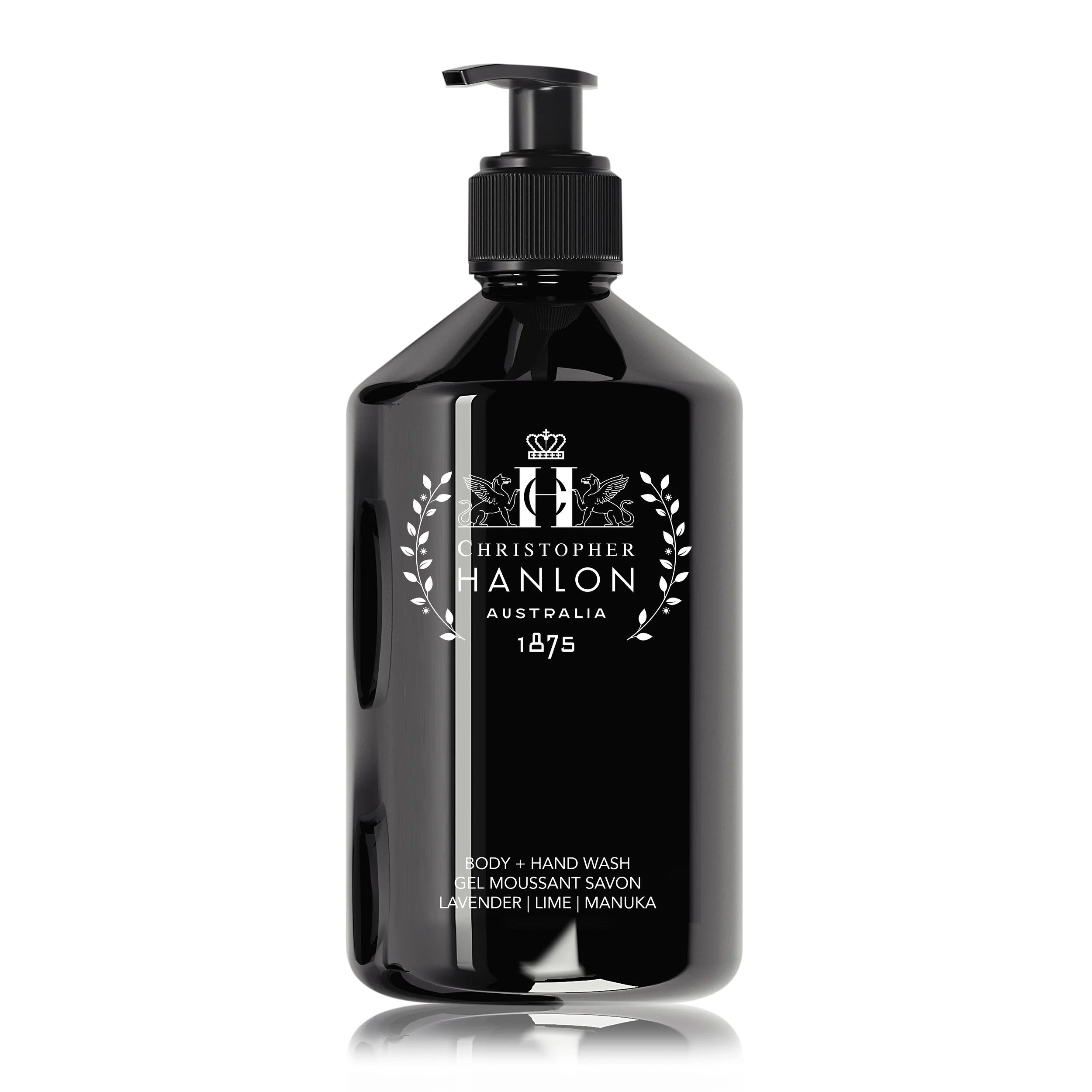 Refillable bottle of lavender and lime botanical body and hand wash with natural plant extracts