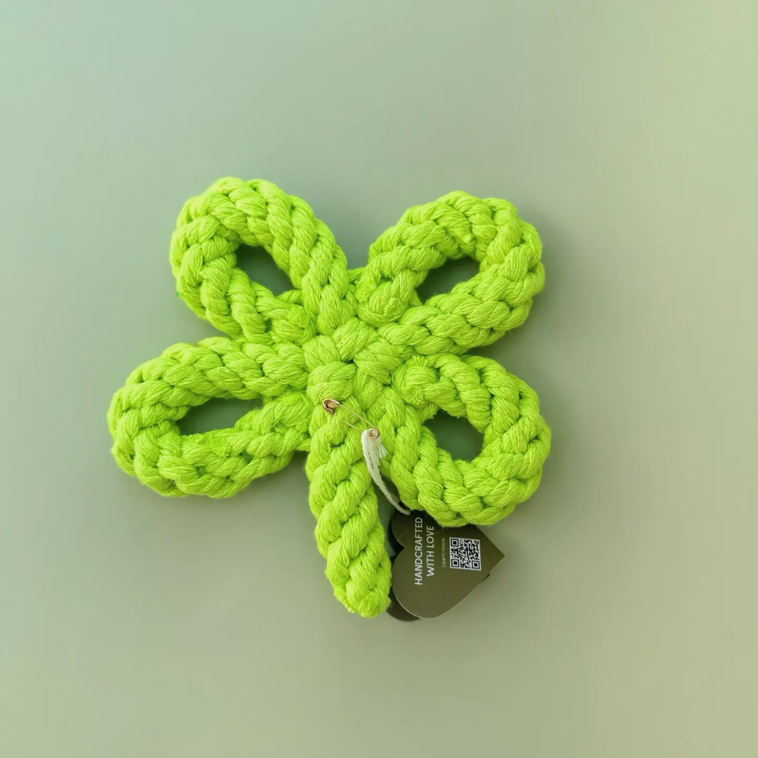 Handcraft Lucky Clover Macrame Dog Rope Toy-2