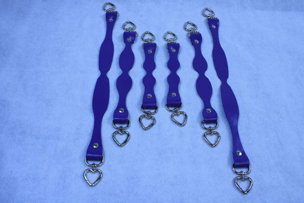Handmade leather BDSM connector strap with heavy duty metal D-ring and secure swivel clip hardware