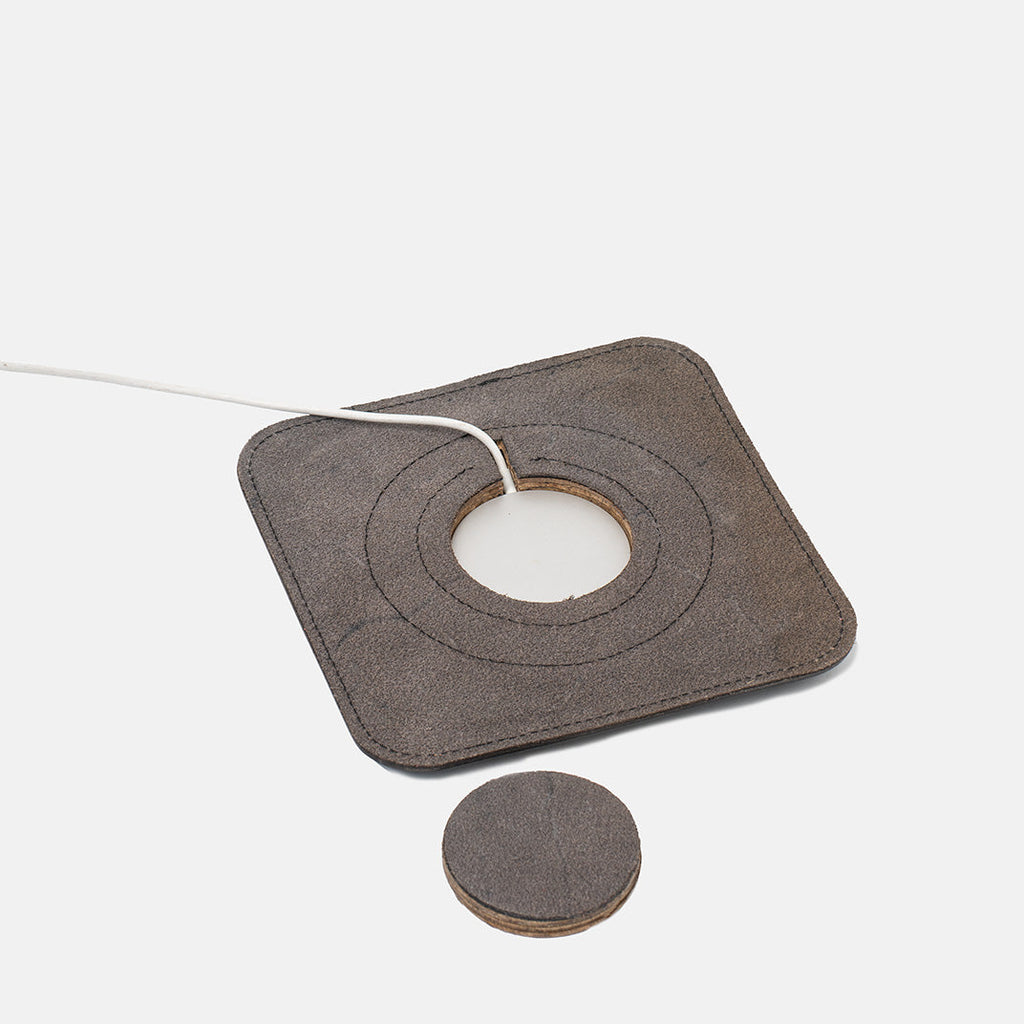 Minimalist Italian leather MagSafe charging rest station pad for smartphone organization — view 4