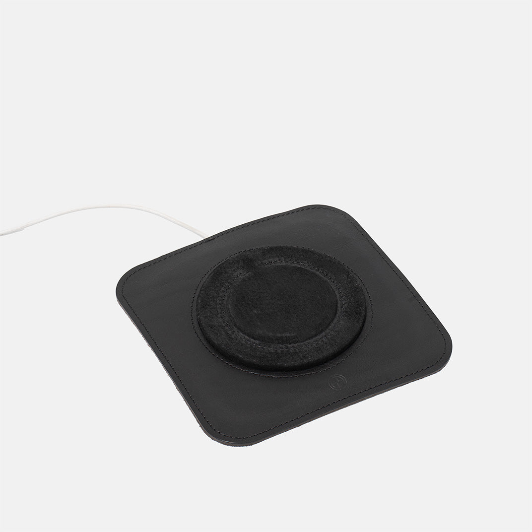 Minimalist Italian leather MagSafe charging rest station pad for smartphone organization — view 2