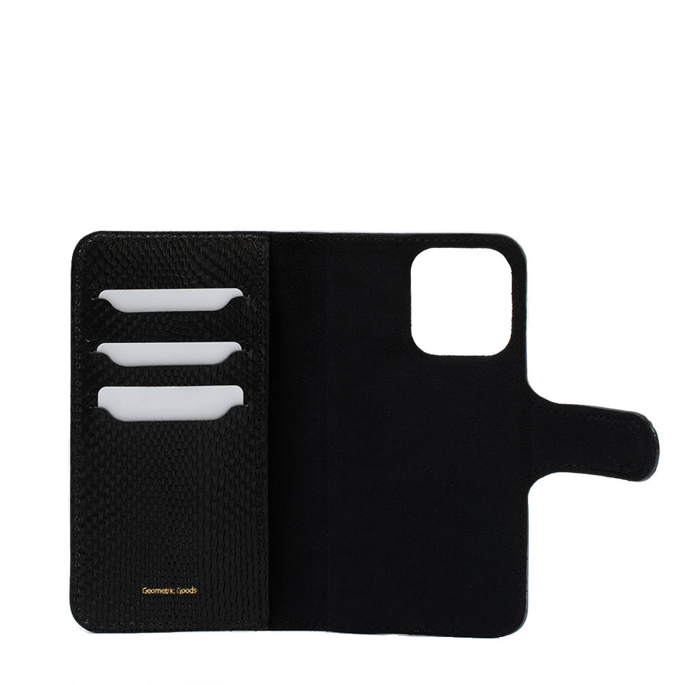 Premium leather iPhone 14 MagSafe folio wallet case featuring interior card slots and secure magnetic closure — view 3
