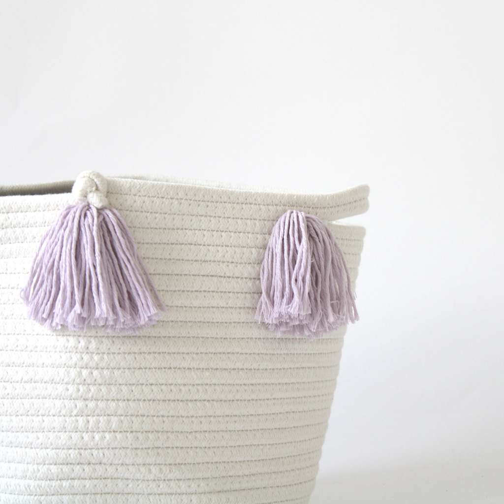 Lilac Tassel Basket - Medium-1