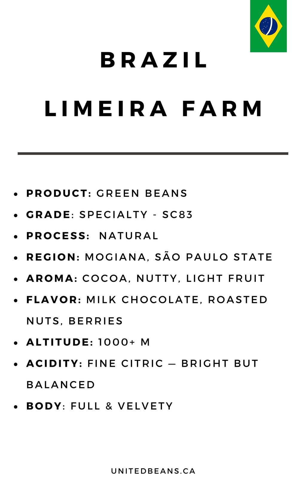 Brazil Limeira green coffee beans, unroasted 100% Arabica specialty coffee for home roasting. — view 2