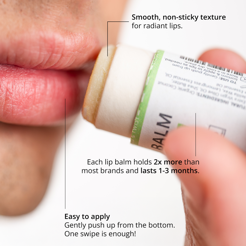 Organic hydrating lip balm in eco-friendly cardboard tube with coconut oil and shea butter — view 4
