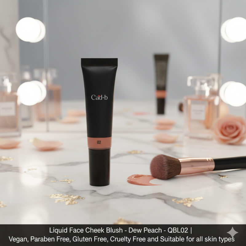Dew Peach liquid face cheek blush tube, vegan and cruelty-free makeup with a radiant finish — view 2